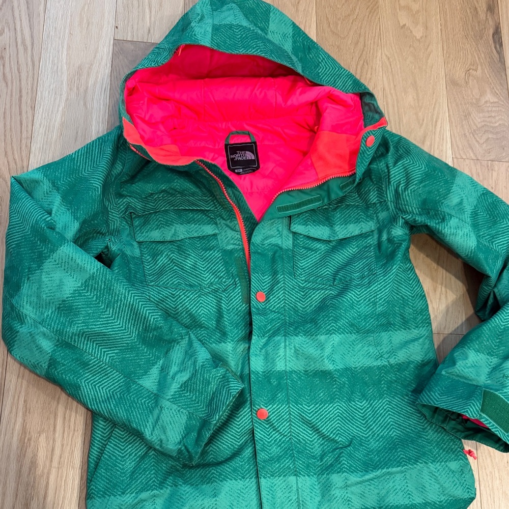 The North Face Green Jacket with Pink Interior
